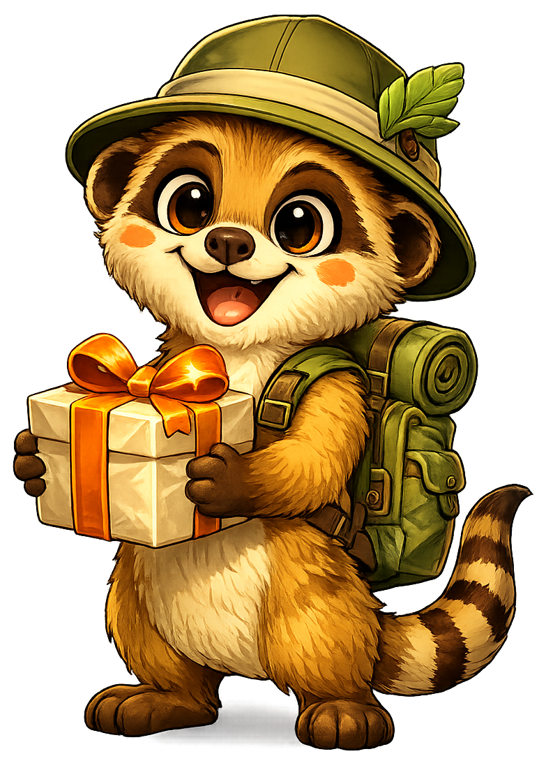 The Family Scavenger Hunt explorer holding a gift